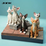 JXK 1/6 Devon Rex Cat Model with Princess Crown Base Xmas Gift  ShootingProp Model