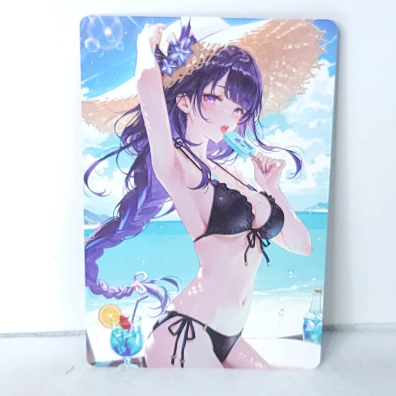 Raiden Ice Cream Beach Waifu Card Anime Girl Wall Art Oversized Board A5 Model