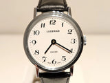 VINTAGE NOS CLASSIC CHROMED MEN'S SWISS MECHANICAL WATCH"LUCERNE"WITH WHITE DIAL Model