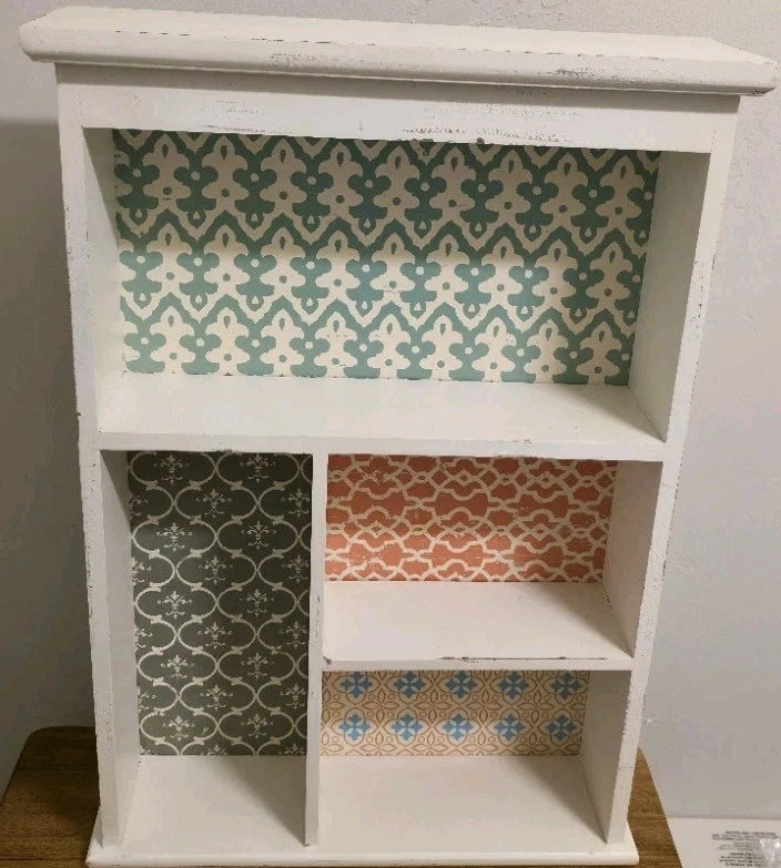 Vtg White Wood Display Wall Shelf Cubby Curio Knick Knack Trinket Cottagecore Model