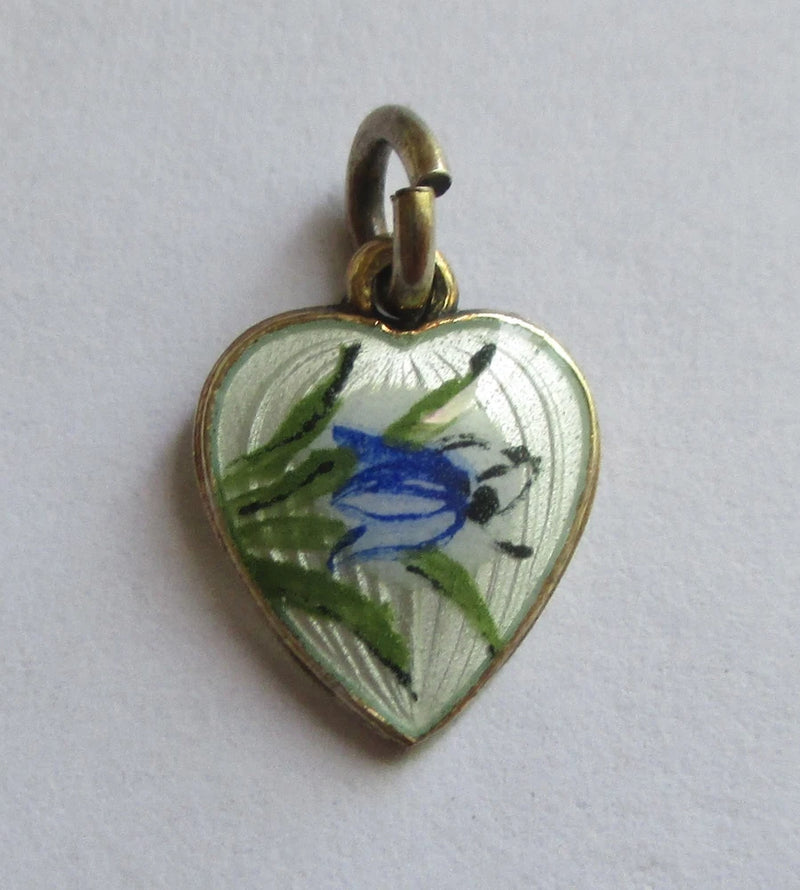 1/2in SMALL VINTAGE STERLING SILVER ENAMEL FLOWER HEART CHARM Gold Wash Charms