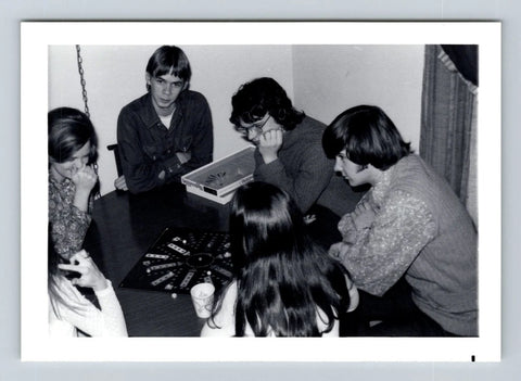 Vintage Black & White 1970s Teens Playing Board Game Photo 5x3.5 Model