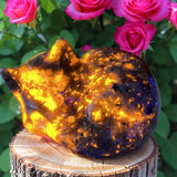 Emberlite UV Fluorescent Glowing Cat Figurine Crystal Carving Healing Decor Gift Model