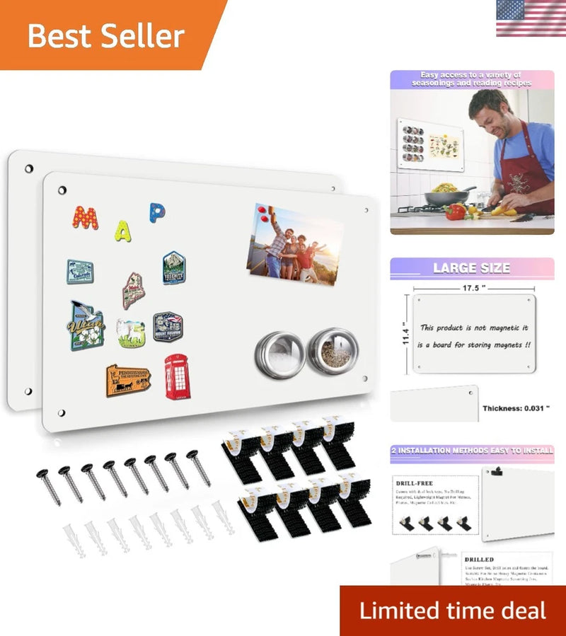 Versatile Magnetic Board Set 2-Piece, 17.5" x 11.4" for Notes & Photos Display Model