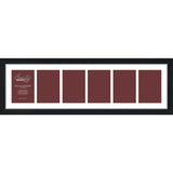 Craig Frames 9x32 Black Picture Frame, White Collage Mat, 6 5x7 Openings, 1" Mat Model