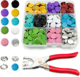 Metal Snap Button Kit, 10 Colors Solid Snaps for Fabric with Fastener Pliers Pre Model