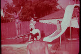 1950s Girl Posing Poolside on Diving Board 35mm Slide Vintage Photo Model