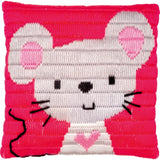 Vervaco stamped long stitch kit cushion "Kleine Maus", 25x25cm, DIY Model