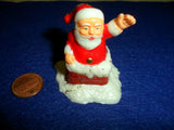Vintage Miniature Plastic Santa in Chimney - Hong Kong Model