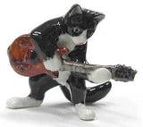 ? NORTHERN ROSE Cat Miniature Figurine Black and White Cat Kitten with Guitar Model