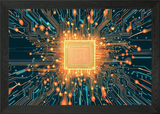 Glowing Circuit Board Digital Art Framed Wall Art Poster Canvas Print Picture Model