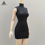Black 1:6 High Collar Sleeveless Dress Model Fit 12'' AT210  AT206 TBL Figures Model