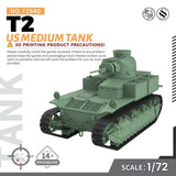 MRY-SFW SS72840 1/72 25mm Military Model Kit US T2 Medium Tank Model