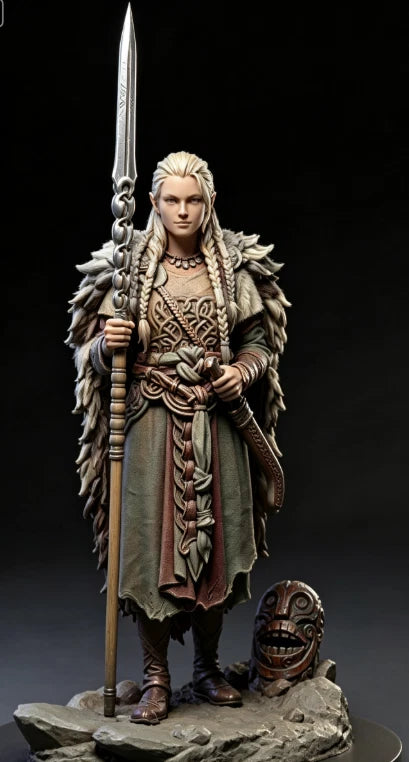 1/24 Resin Fantasy Female Elf Spear Warrior Unpainted Unassembled Model