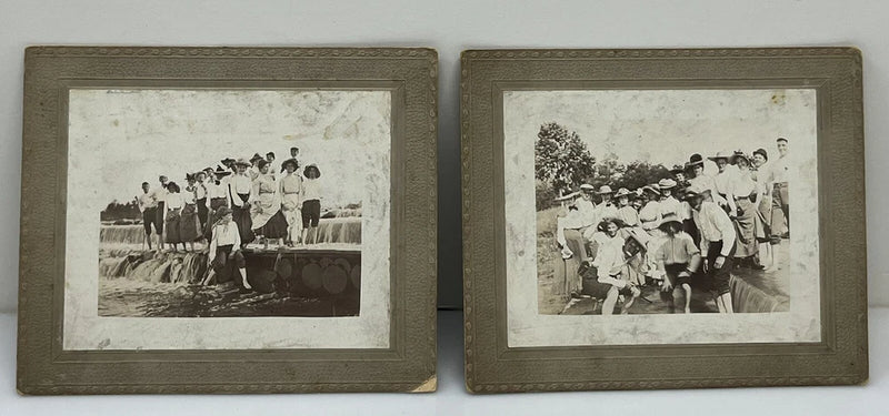 Lot 2 Photo on Board Victorian Ladies & Men Wading in a Waterfall Dayton Ohio Model