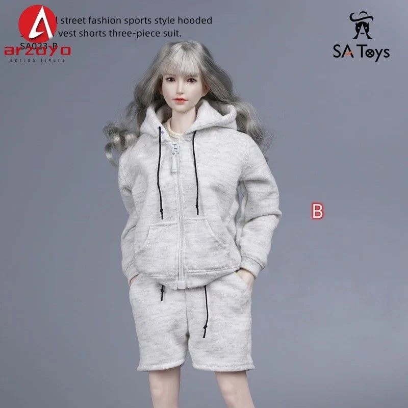 1:6 SA023B Fashion Sports Hooded Sweater Vest Shorts Model For 12" Female Figure Model
