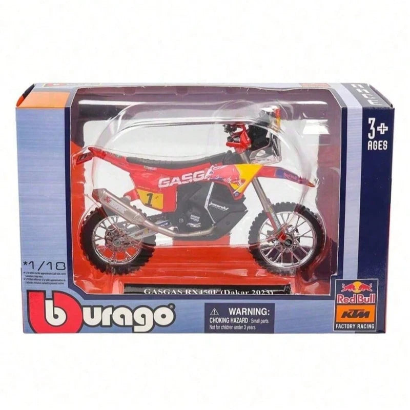 1:18 Bburago GASGAS RX450F (2023 Dakar Rally #1) Simulation Motorcycle Model Model