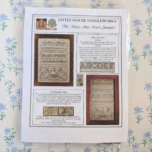 Little House Needleworks Mary Ann Myers Sampler Kit NEW Embroidery Rustic DIY Model