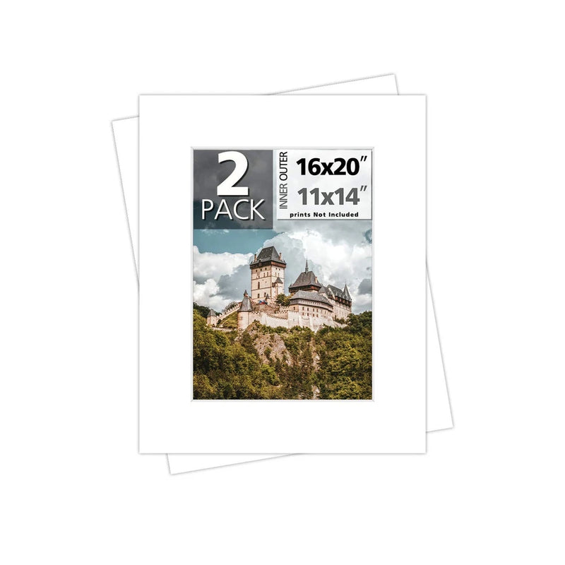2 Pack White Picture Mat Boards White Core 4-Ply Acid-Free Bevel Cut Picture Model