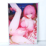 Momo Waifu Card Anime Silver Glitter Girl Wall Art Oversized Board A5 Model