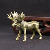 Solid Brass Elk Figurine Deer Statue Animal Figurines Toys Desktop Decoration Model