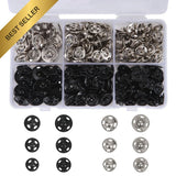 140 Pairs Snap Button Kit Fabric Sewing Set Black Silver Clothing Repair DIY Model