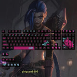 Game League of Legends Jinx 123 Key Caps PBT Keycaps for MX Mechanical Keyboard Model