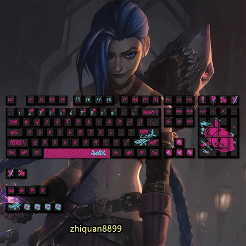 Game League of Legends Jinx 123 Key Caps PBT Keycaps for MX Mechanical Keyboard Model