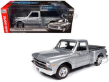 1968 CHEVROLET C10 STEPSIDE PICKUP SILVER 1/18 DIECAST MODEL BY AUTO WORLD AW324 Model