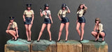 1/35 Scale Cute Uniform Girls 6set Unpainted Resin Model Kit Toys Model