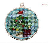 DIY Cross Stitch Kit New Year's - Christmas tree on Wood Cross Stitch Craft Set Model