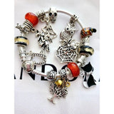 PANDORA HALLOWEEN GOTHIC Charm Bracelet .925 Sterling Silver Owl Skull Witch Cat Charms
