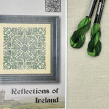 Ink Circles Cross Stitch Kit Reflections of Ireland 30 ct linen Threadworx floss Model