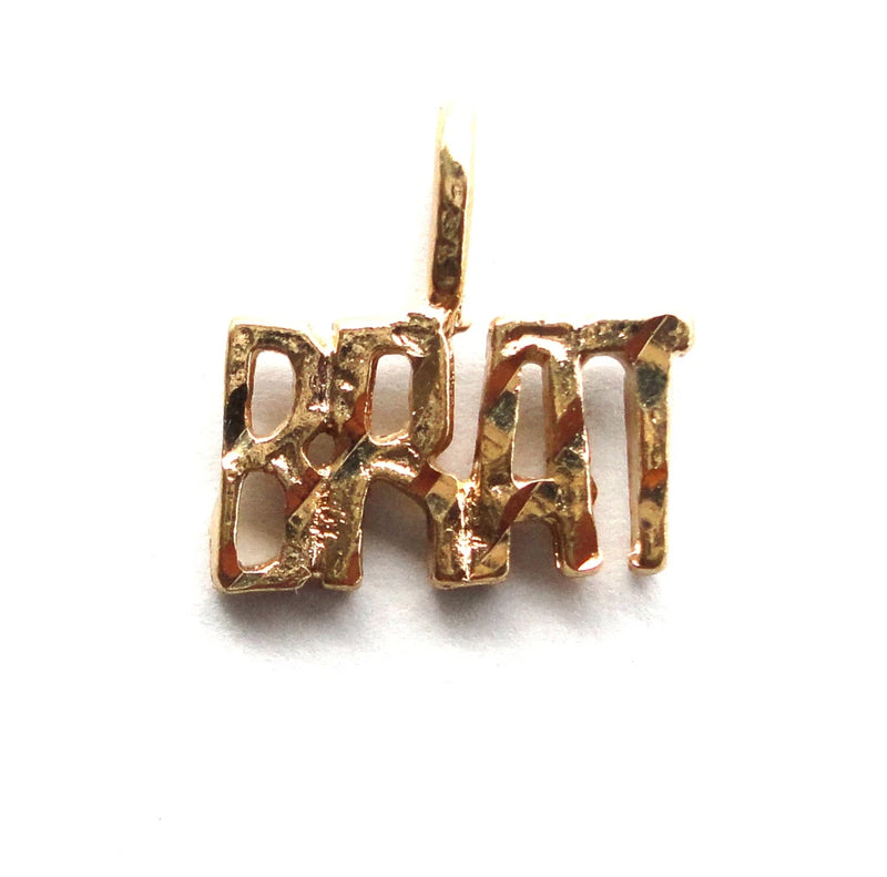 BRAT Pendant Word Charm Yellow Gold Plated For Necklace Chain Christmas Gift New Charms