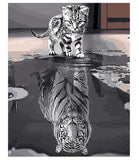 Paint By Numbers Adults Reflection Cat Tiger Inside DIY Painting Kit 40x50CM Can Model