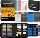 Caliart 176PCS Art Supplies Sketching Kit with 100 Sheets 3-Color Sketch Book, Model