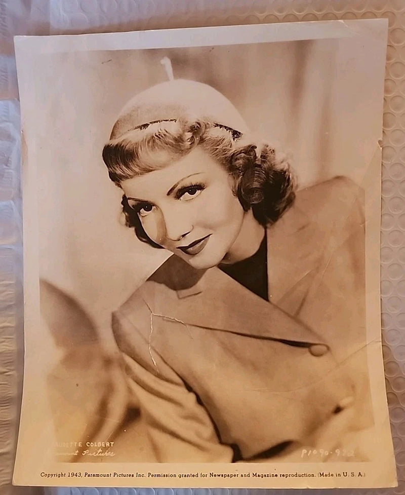 1943 FIRST Claudette COLBERT PARAMOUNT PRESS 8x10 Photo from ROBERT BOARD ESTATE Model