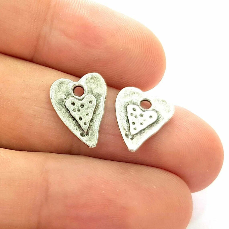 10 Heart Frame Dangle Charm Antique Silver Plated jewelry Accessories G8533 Charms