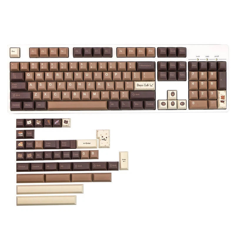 KCA Profile Brown Bear Dye Sublimation PBT Keycap Set Model