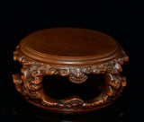 Hand Carved Wooden Figurine Base Pedestal Stand Display Chinese Handcrafted Model