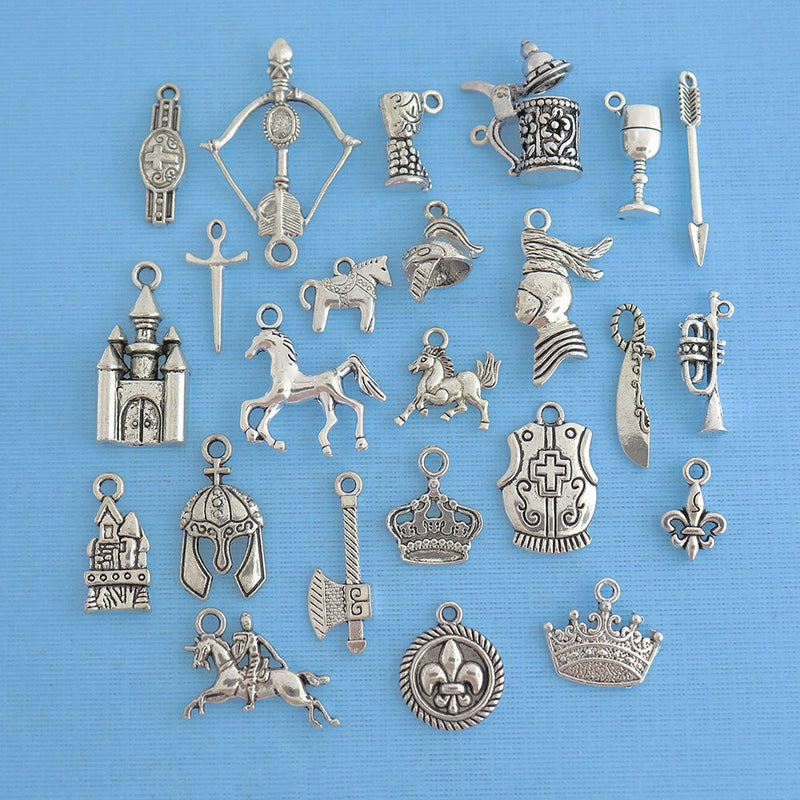 Deluxe Medieval Charm Collection Antique Silver Tone 25 Charms - COL294 Charms