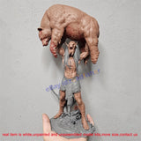 Male Warrior & Bear 1/12 Scale Unpainted Model Kit Unassembled 3D Printing GK Model