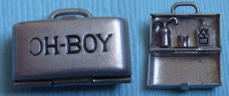 Vintage 40's movable Oh-Boy liquor case sterling charm Charms