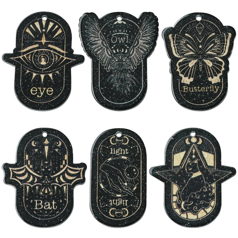 12pcs Black Tarot Card Acrylic Charms for DIY Jewelry Necklace Bracelet Charms