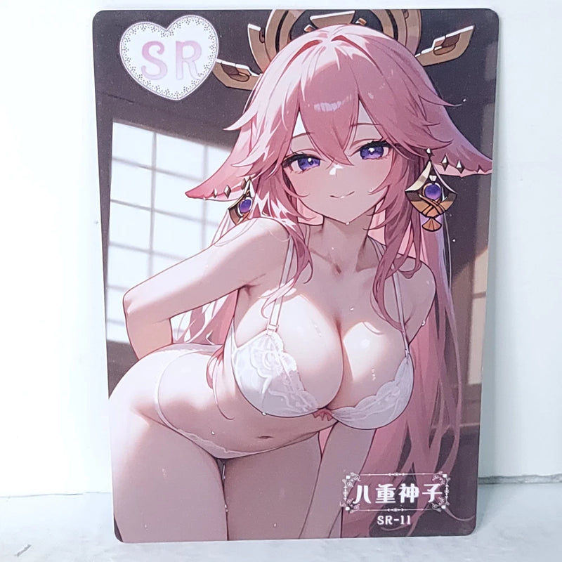 Yae Miko Window Waifu Card Anime Girl Art Oversized Board A5 Model
