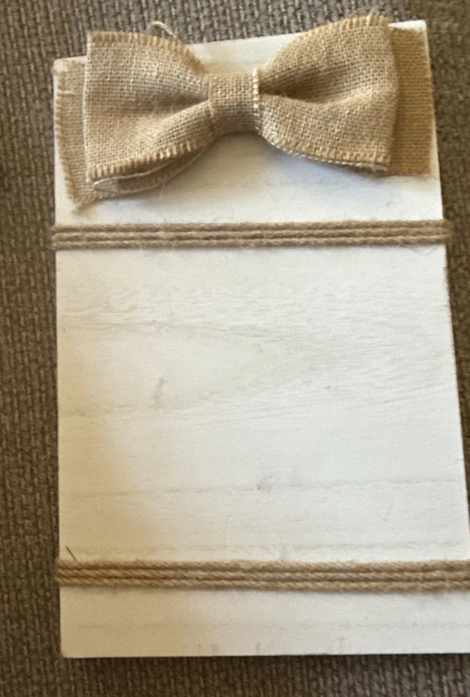 11¡± X 7¡± Wood Picture Board Burlap Bow And String White Distressed Farmhouse Model