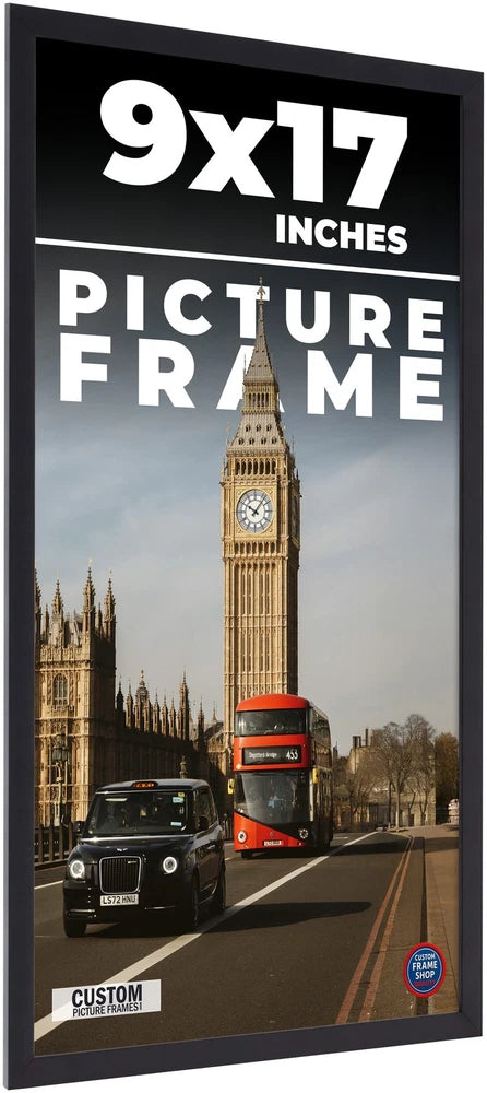 9x17 Frame Black Real Wood Picture Frame Width 0.75 inches | Interior Frame Dept Model