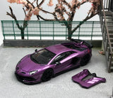 HH 1:64 Purple Sian Aventador SVJ Racing Sports Model Diecast Metal Car Model