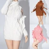 1/6 Female Off-shoulder Sweater Loose Knitted Clothes Model Fit TBL 12" Figures Model