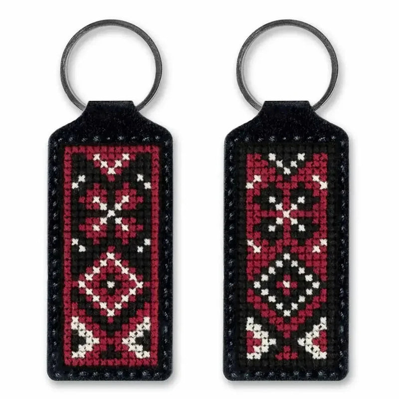DIY Cross-stitch embroidery kit Keychain artificial leather  Black Model
